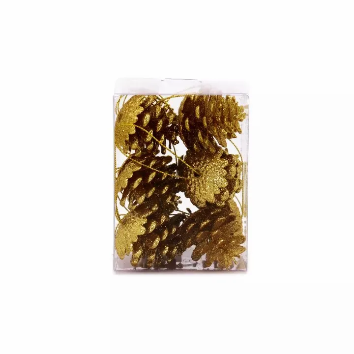 Christmas Trees Decoration Wholesale 12Pcs Plastic Pinecones Ornament Small Pine Cones With String For Crafts