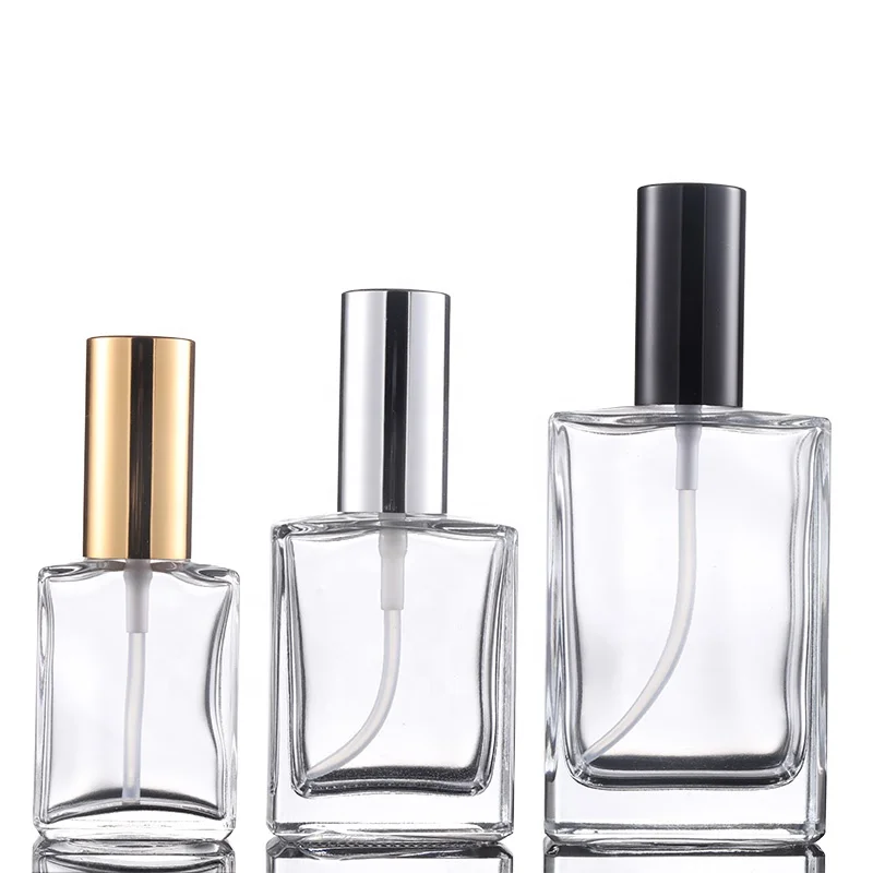 Hot Sales Custom Cosmetic Empty Square Perfume Refillable Bottle 30ml Spray Pump Perfume Glass Bottle With Atomizer