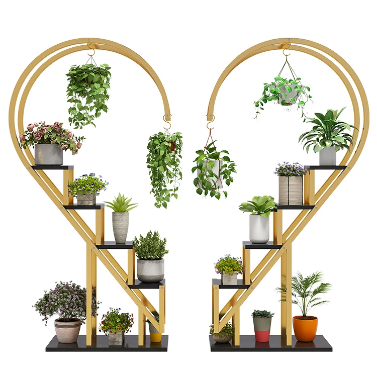 
high quality modern creative heart shaped decorative indoor corner flower pot rack wood vertical plant stand for living room  (1600178064714)