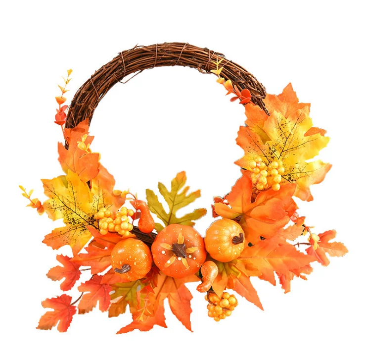 Modern New Christmas Wreath creative crafts dead branch Pumpkin Halloween wreath autumn maple leaf rattan circle home decor