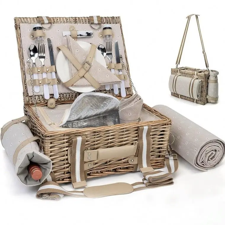 Picknickkorbe Aus Korbgeflecht Picknick Herzkorb Picknickkorb Mit индивидуальный логотип Conjunto De Com Picknickkorbbundel