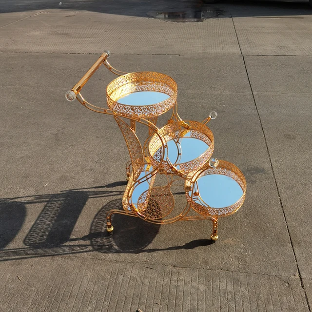 2022 New Design Fancy Wine Trolley With Wheels And Crystal Decoration