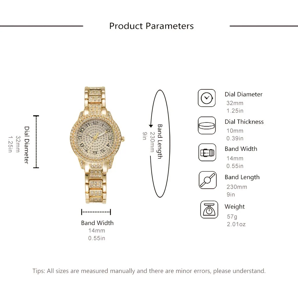 Hot Ice Out Golden Luxury Ladies Diamond Arabic Analog Quartz Watches For Women Jam Tangan Wanita