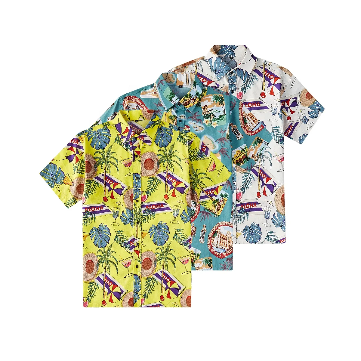 
Летняя Пляжная Хлопковая мужская рубашка с коротким рукавом и принтом на заказ 