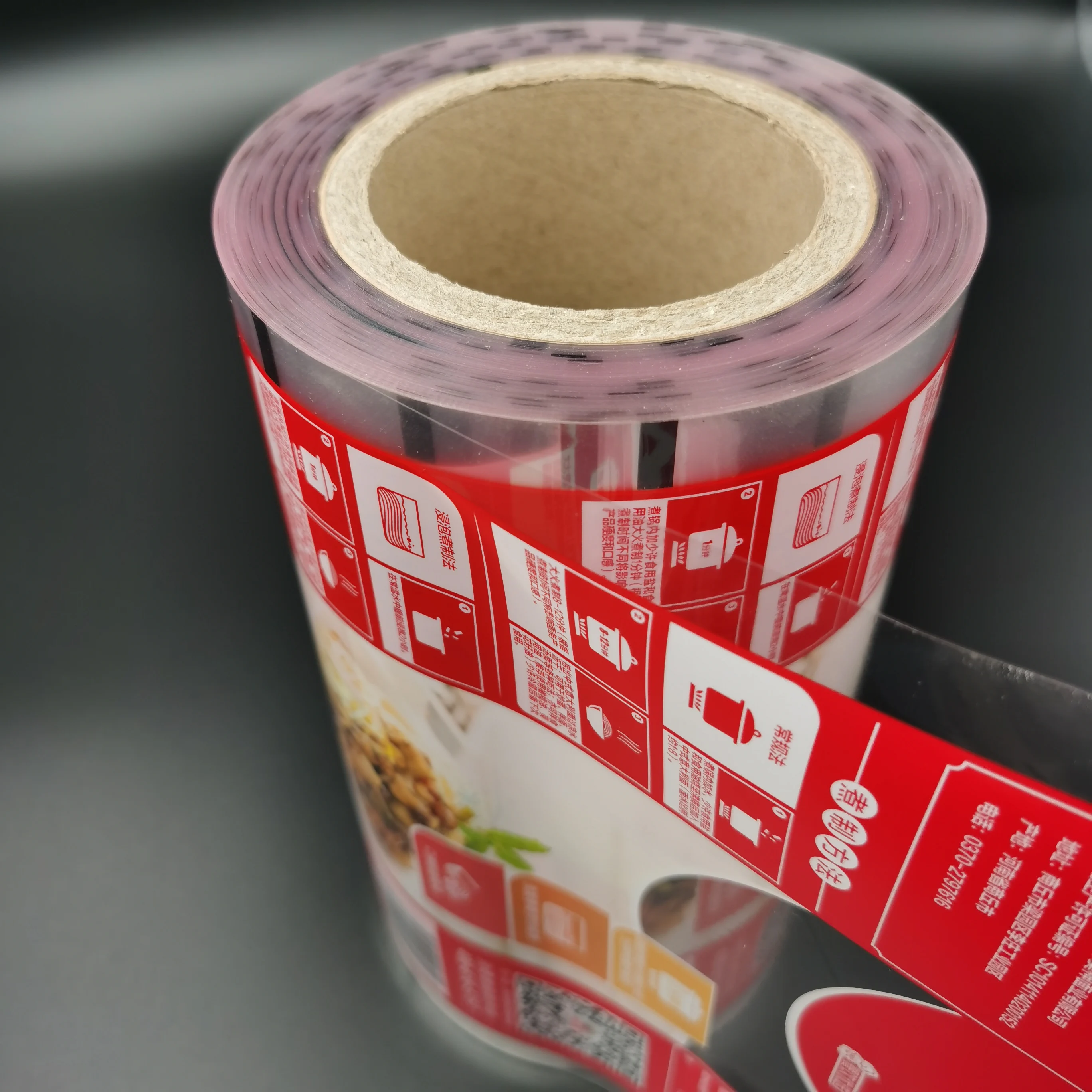 
Good Quality Red Color Laminated PA PE Pasta Dry Noodles Food Packaging Film Roll With Transparent Window 