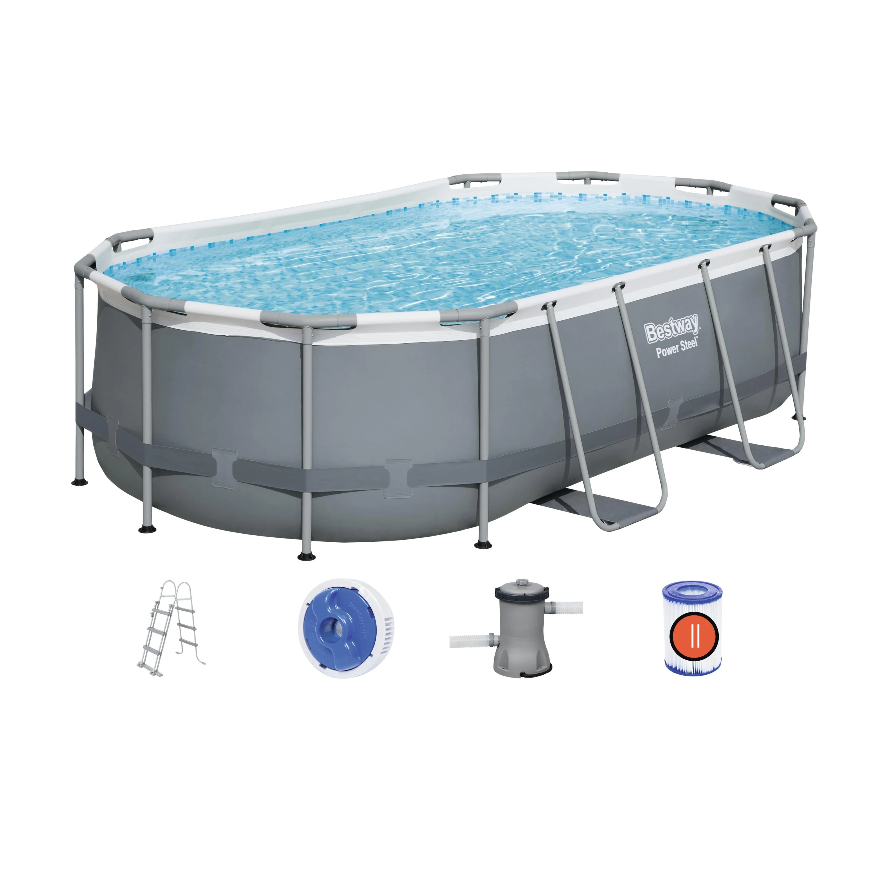 Bestway-56620 Large Free-standing Outdoor Swimming Pool With Pvc Metal Bracket On The Ground