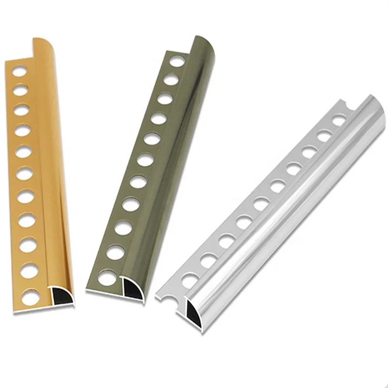 
Aluminum tile trim custom high quality anodized gold silver black round corner 8- 12mm decorative strip trim aluminium tile trim 