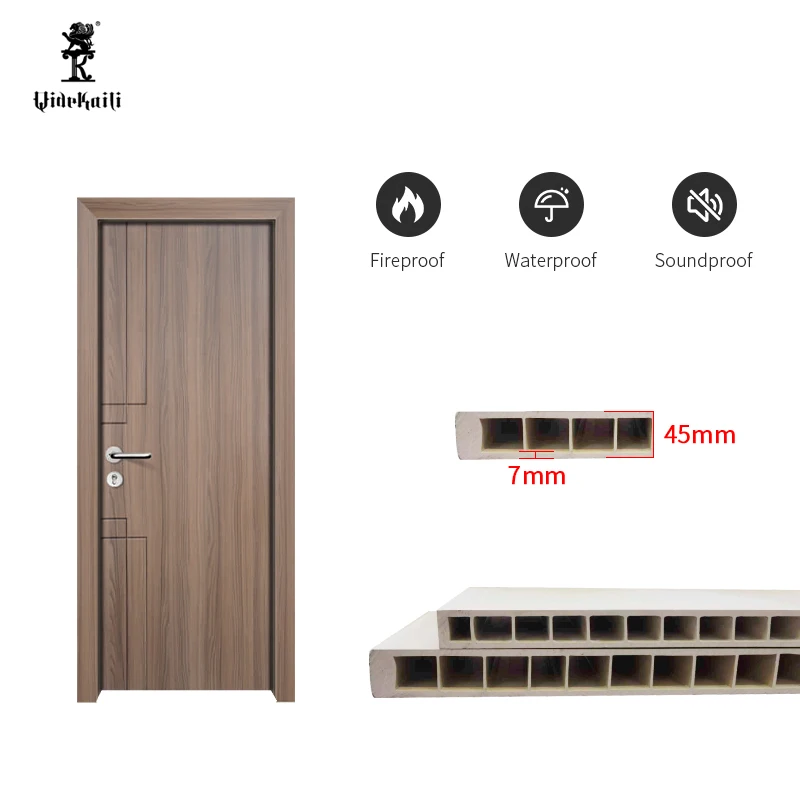 Customized Size And Design Modern WPC Skin Interior Doors For Houses With Frame