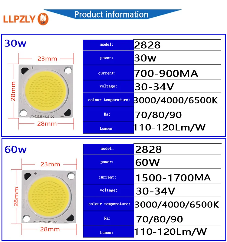 CRI 98  light 150lm/w 50W high power COB LED