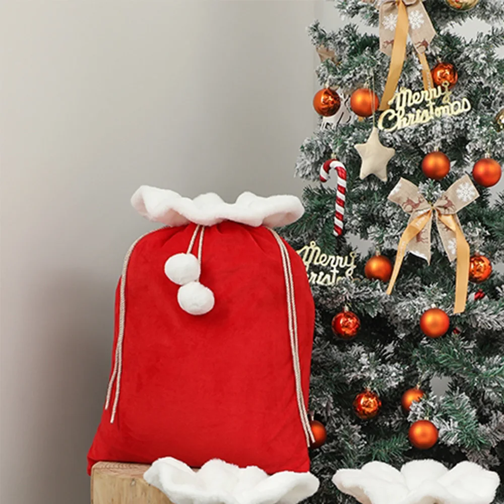 Personalised Christmas Gift Bag Pom Pom Blank Plain Sublimation Velvet Santa Sack