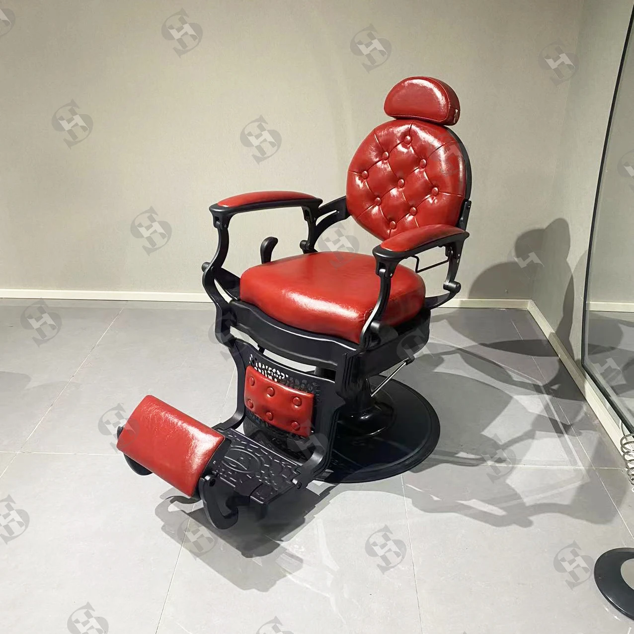 Salon Barber Shop Chairs Haridresser Professional Men Retro Reclining Black and Red Barber takara belmont Chair Vintage