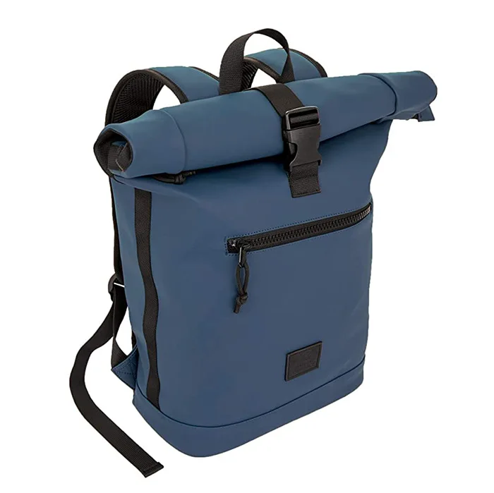 Unisex Waterproof PU Leather Roll Cover Backpack with Zipper Closure Fashionable Casual Computer Bag with Anti-Theft Feature