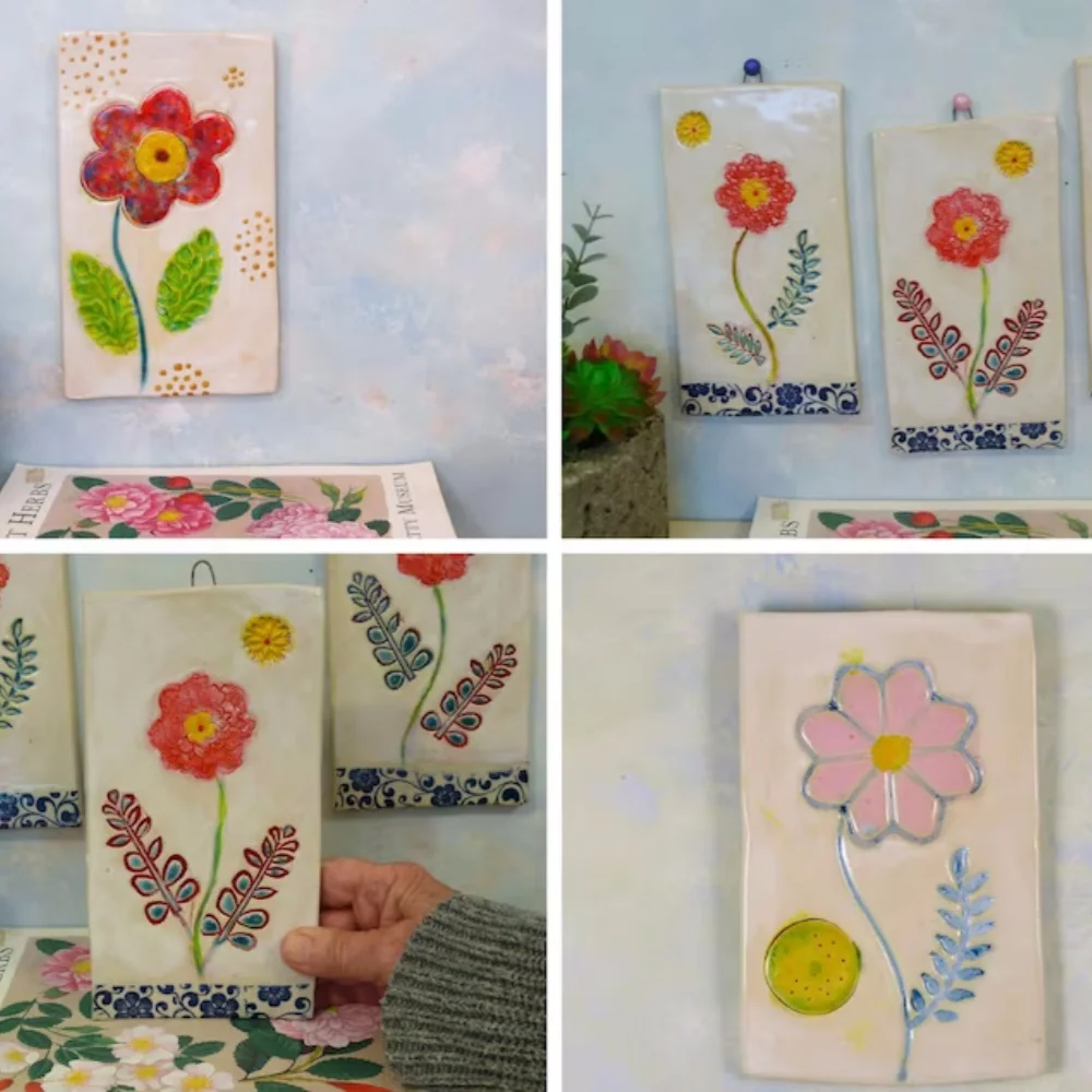 High quality custom personalized simple handmade ceramic tiles Flower tiles for toilet kitchen bathroom stair wall decoration