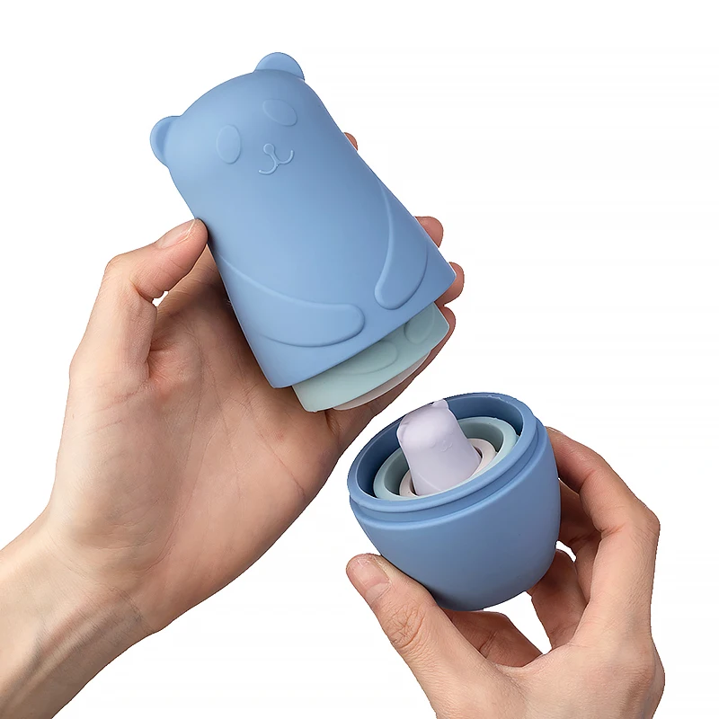 Hot Panda Bear Bunny Bpa Free Silicone Teether Baby Nesting Toy Russian Nesting  Matryoshka Doll Set Silicone Stacking Toy