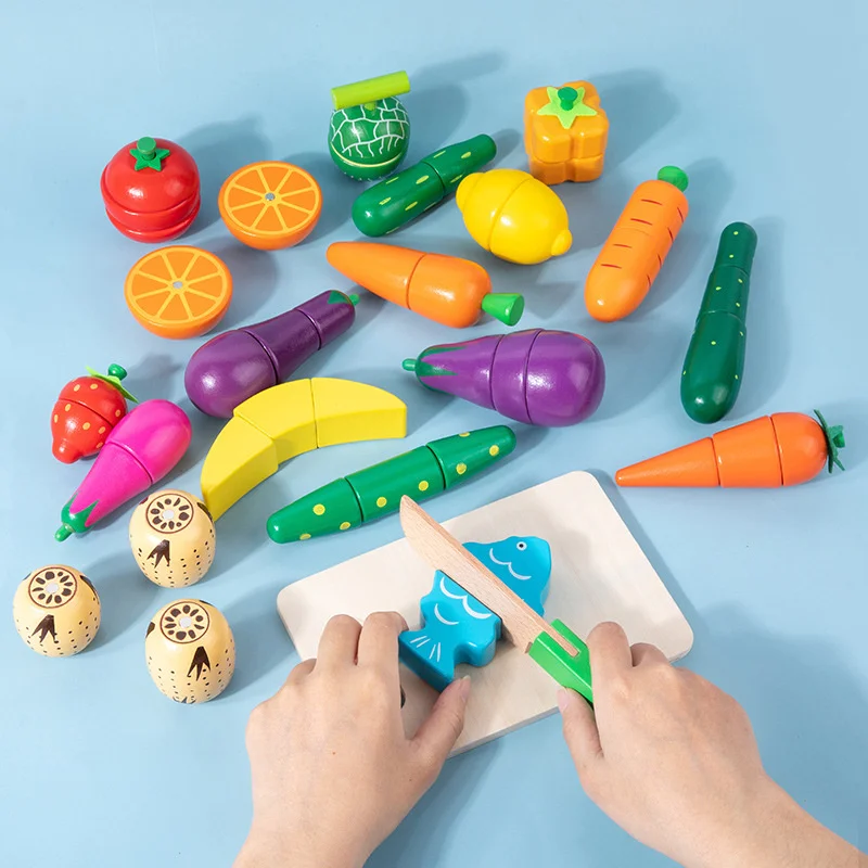 Магнитная игрушка для резки дерева фруктов и овощей