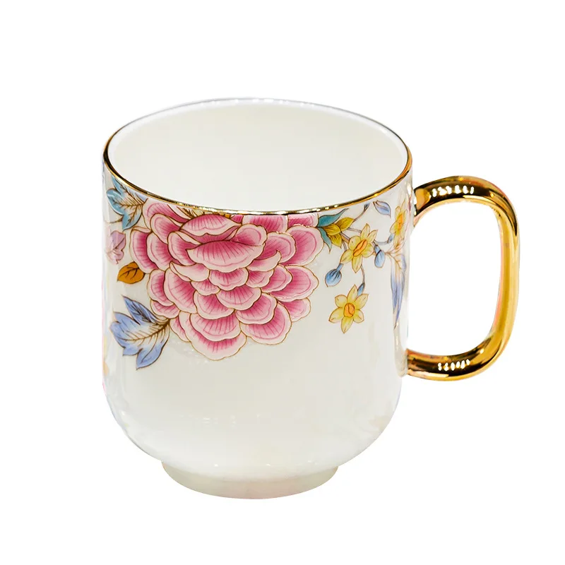 Custom Wholesale European Afternoon Tea Pot and Cups Set Luxury Gold Rim Ceramic Tea Set with Teapot