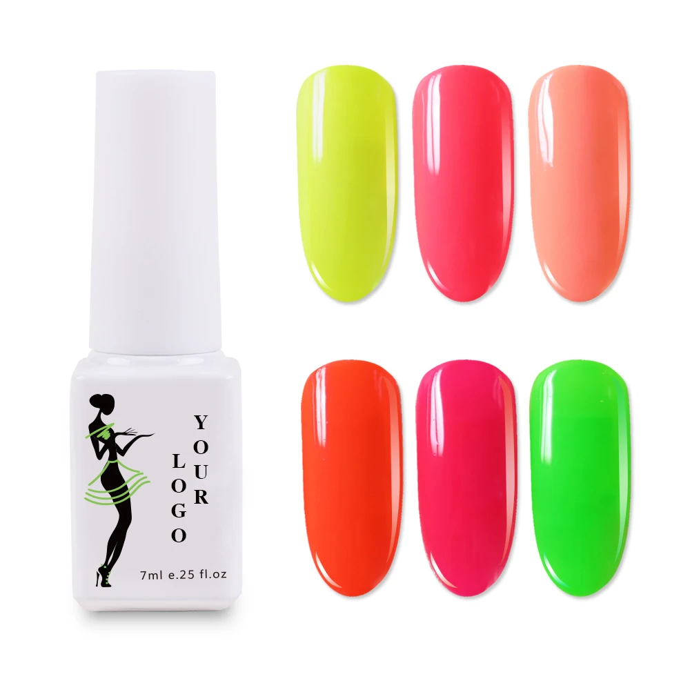 Free Samples Private Label Neon UV LED Gel Fluorescent Luminous Glow In The Dark Gel Nail Polish