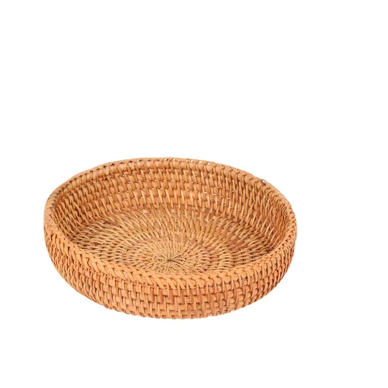 Customized Natural Eco- Friendly Handmade Vietnam Rattan Wicker Stackable Desktop Round Woven Storage Basket