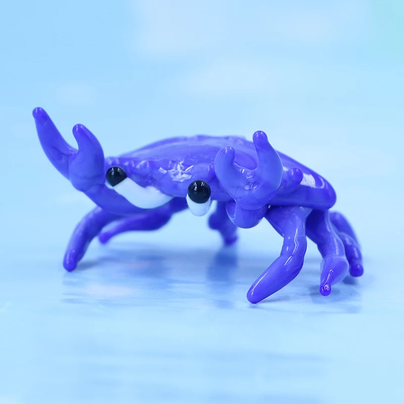 Colorful Lampwork Art Murano Glass Small Crab Animal Figurine