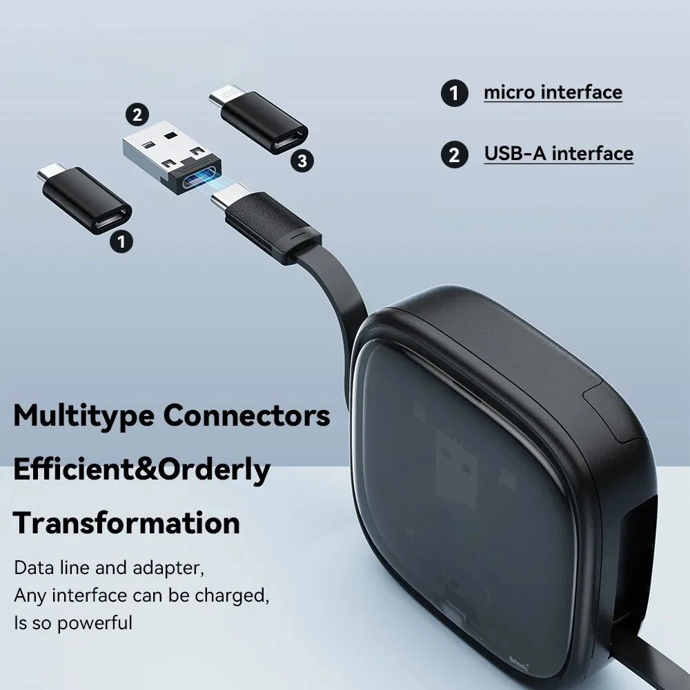 Customized Design 3 in 1 Retractable Charging Cable USB C to USB Adapter OTG Kit with Data Transfer Card Slot Phone Holder