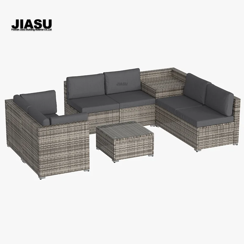 Wood L Shaped Set Bed Wooden Round 3 Seater Aluminum Cover Waterproof Leisurely Rattan Outdoor Furniture Sofa Garden
