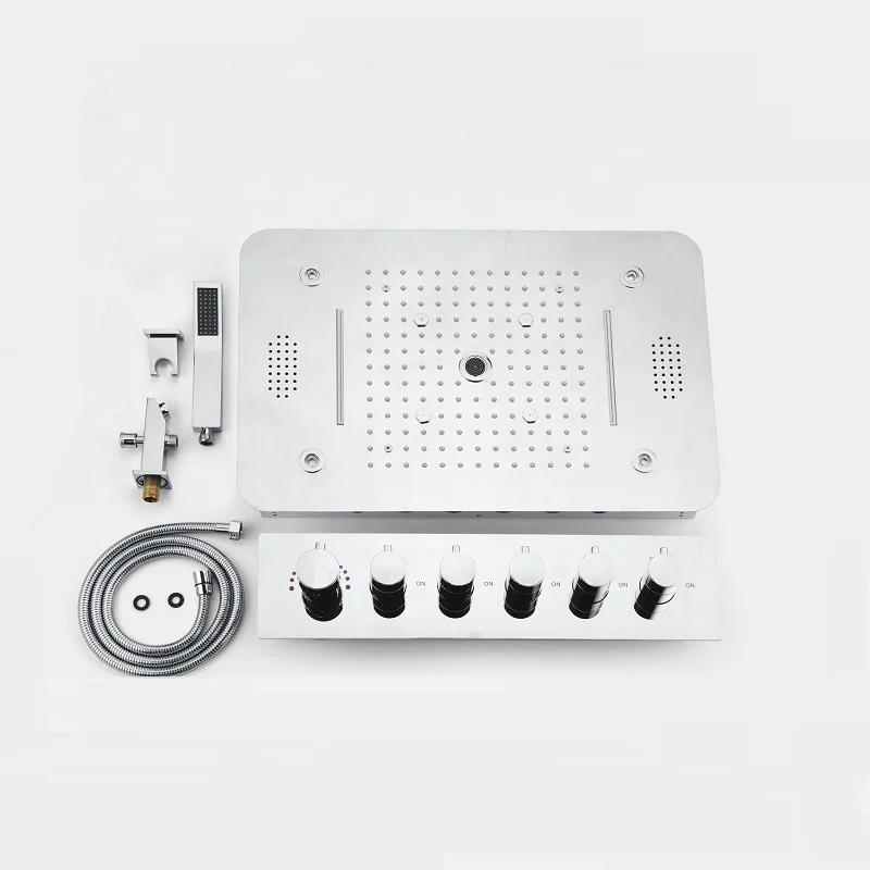 Bathroom Ceiling 580*380MM Rain Waterfall Spray LED MUSIC Shower Sets 5 Functions High Pressure Shower Diverter