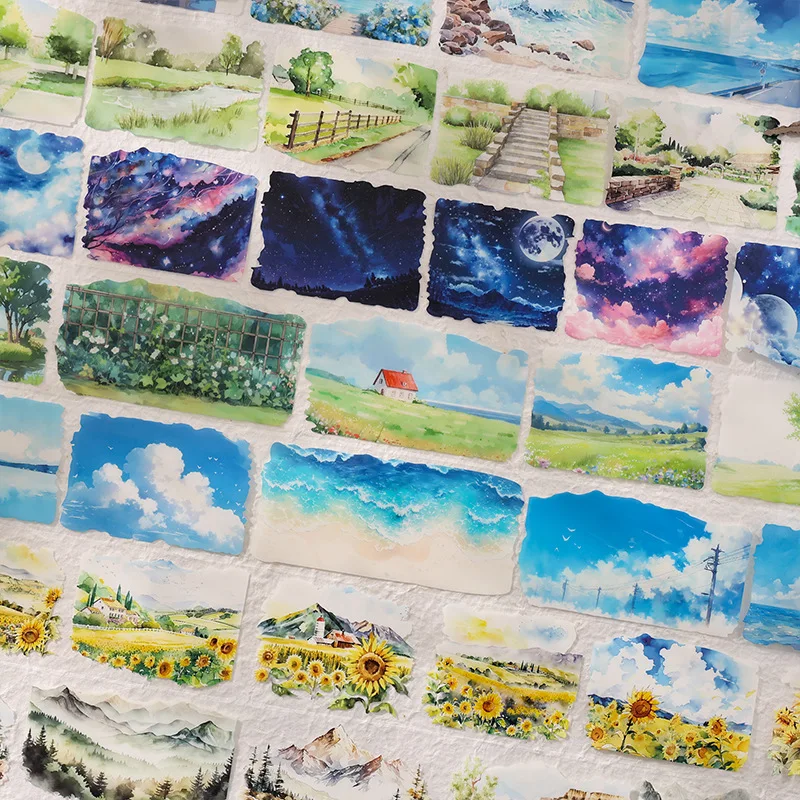 4 rolls/box Rhythmic Easy Landscape Handbook Tape Landscape PET Sticker Tape Handbook Tape