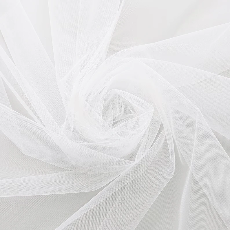 Tulle Illusione Bianco 09 Breathable Lightweight Plain Dyed Knitted Mesh Netting Material Soft Tulle Fabric Rolls for Wedding