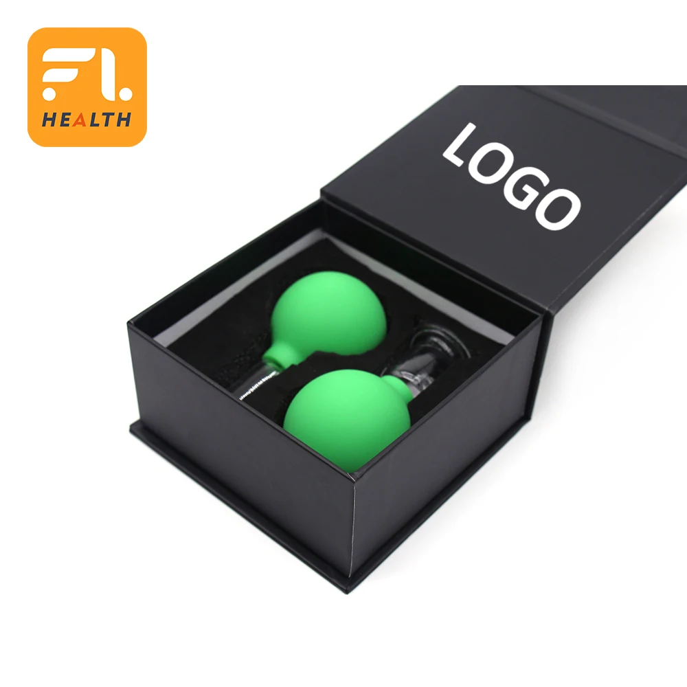 Fuli Two-piece Glass Noodle Cupping Set Suction Massage Cup Glass Cup with Silicone Ball Cupping Set