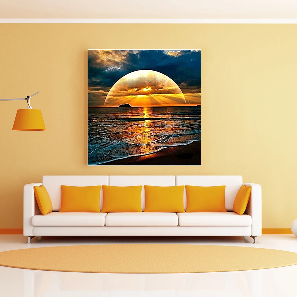 Amazon hot summer beach Seascape Full Drill DIY 5D Diamond Painting for Home Wall Decor