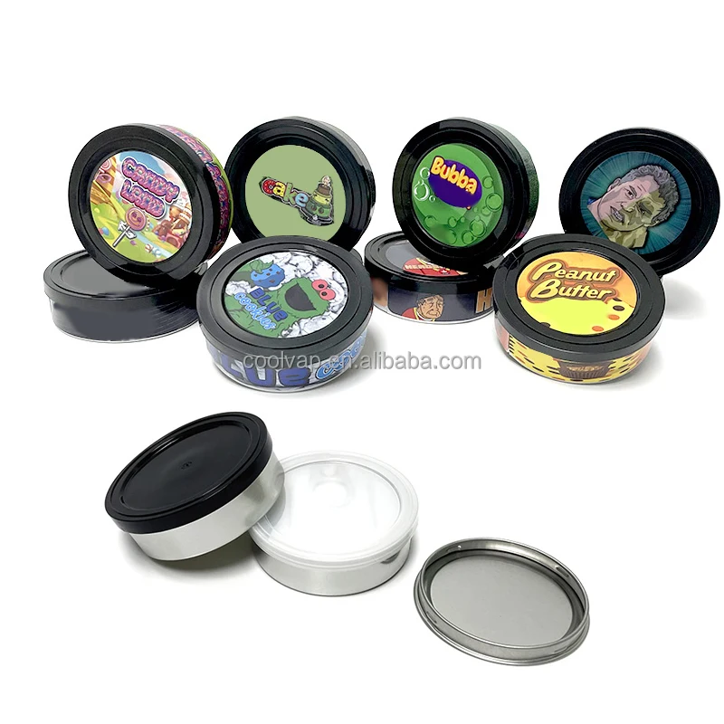 100ml self seal tin can ring pull hand press seal metal tuna pressitin can 3.5g smell proof container Customized stickers