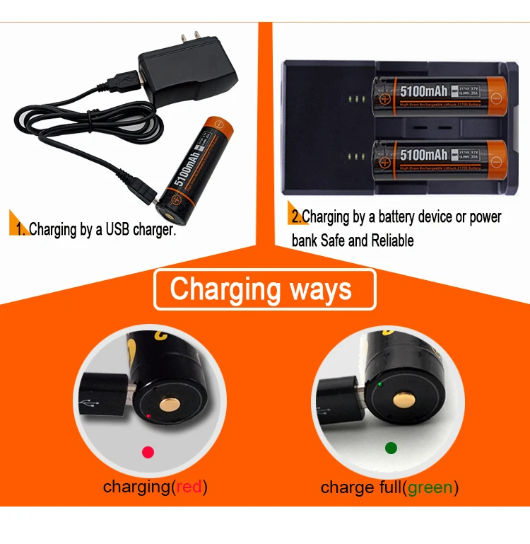 Lithium battery 21700 3.6V 3.7V 5000mah USB Type C self charging and discharging rechargeable battery