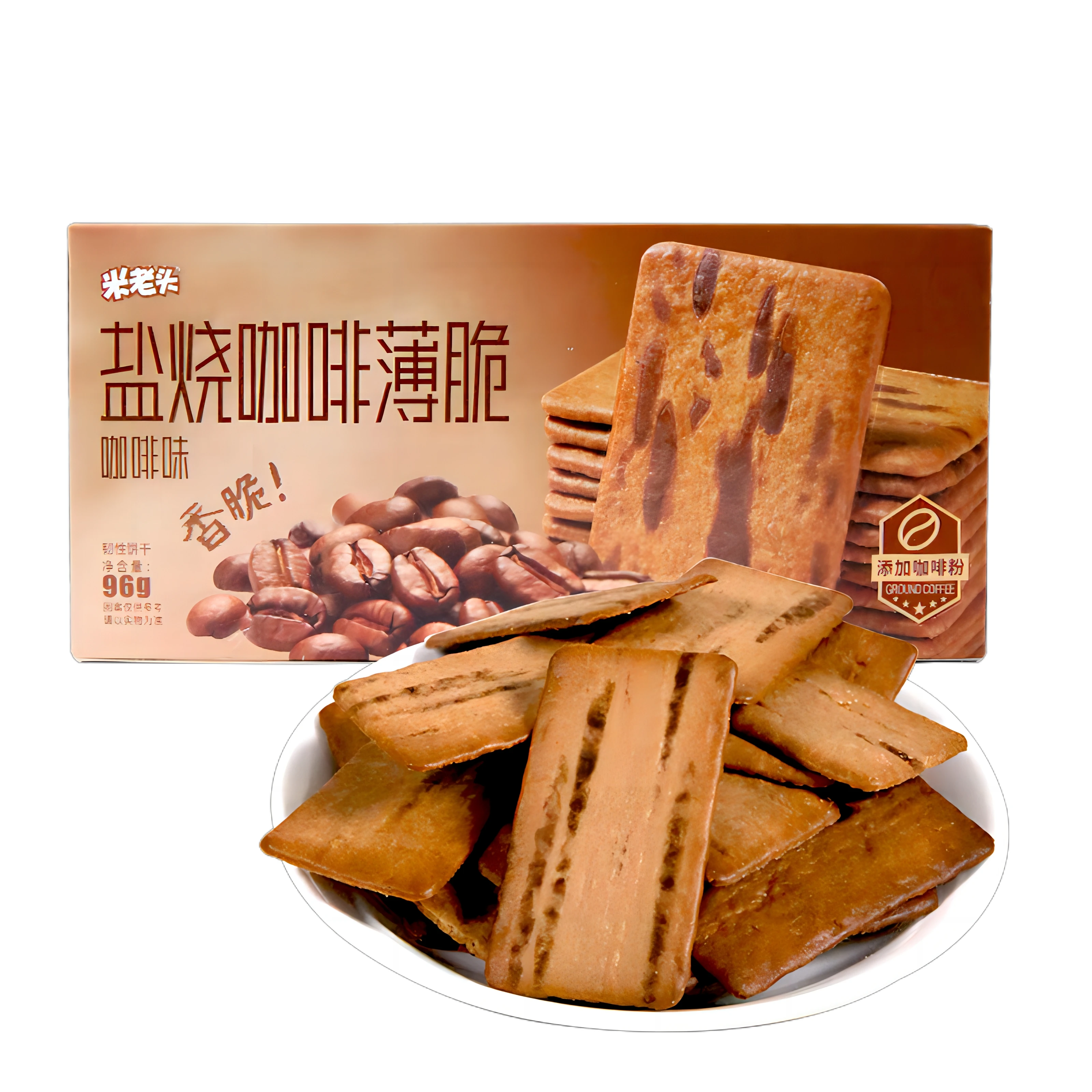 New Arrival Cookies Thin Crispy Crackers Exotic Snacks Coffee Flavor Biscuits Cracker Uncle Pop New Box Packaging Snacks