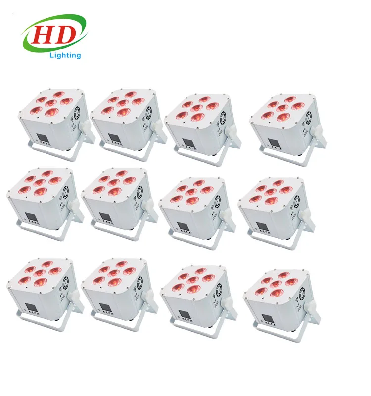 wireless led par light with battery, 6x18w, rgbwauv