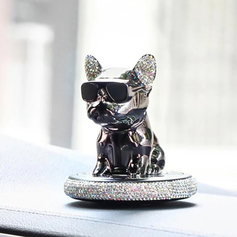 Crystal Diamond Dog Aromatherapy Car Accessories Interior Decoration Auto Ornaments Solid Perfume French Bulldog Car Fresheners