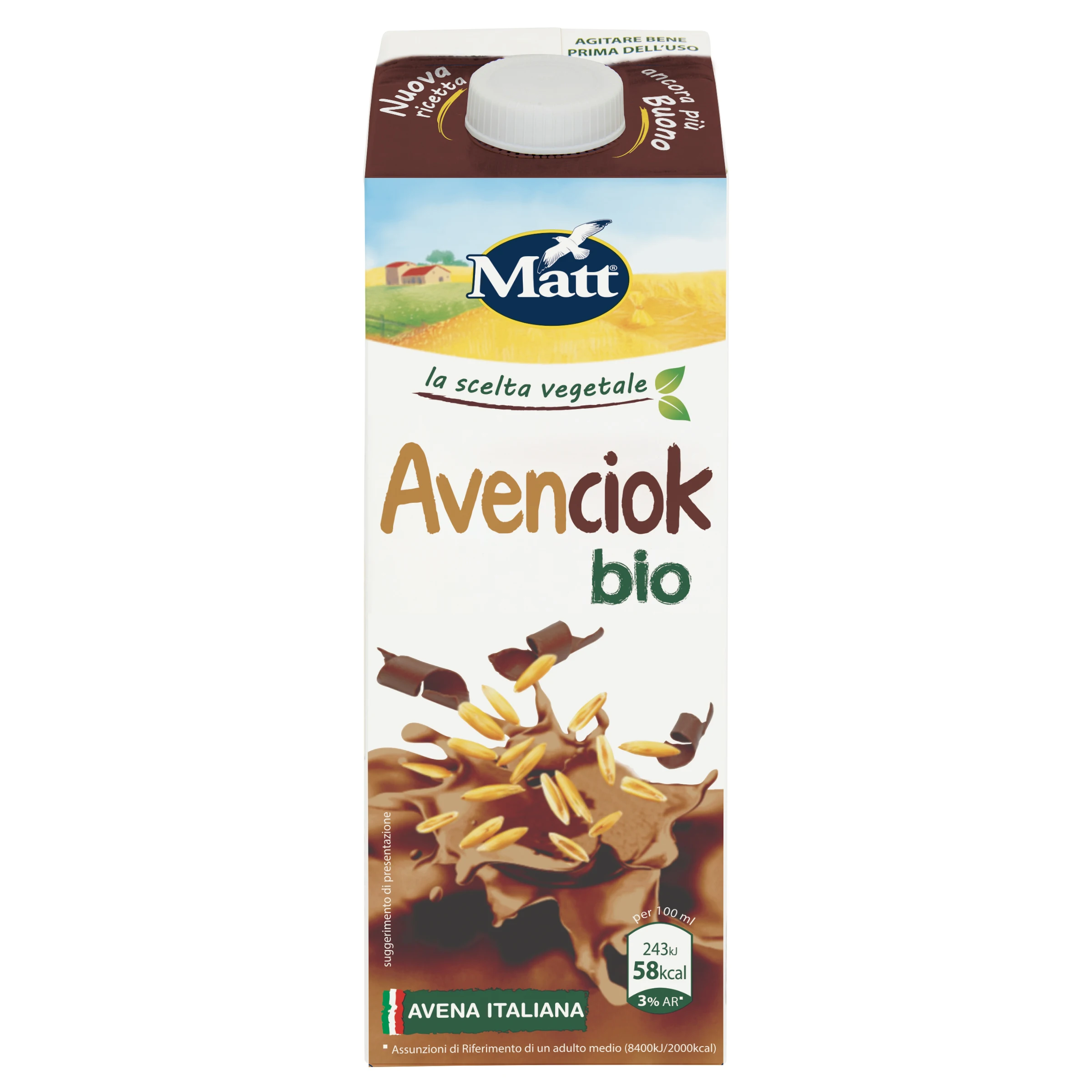 Made In Italian Matt Oat Chock Milk Lactose Free Plant-Based Drink Bio Suitable For Vegan Diet For Sale