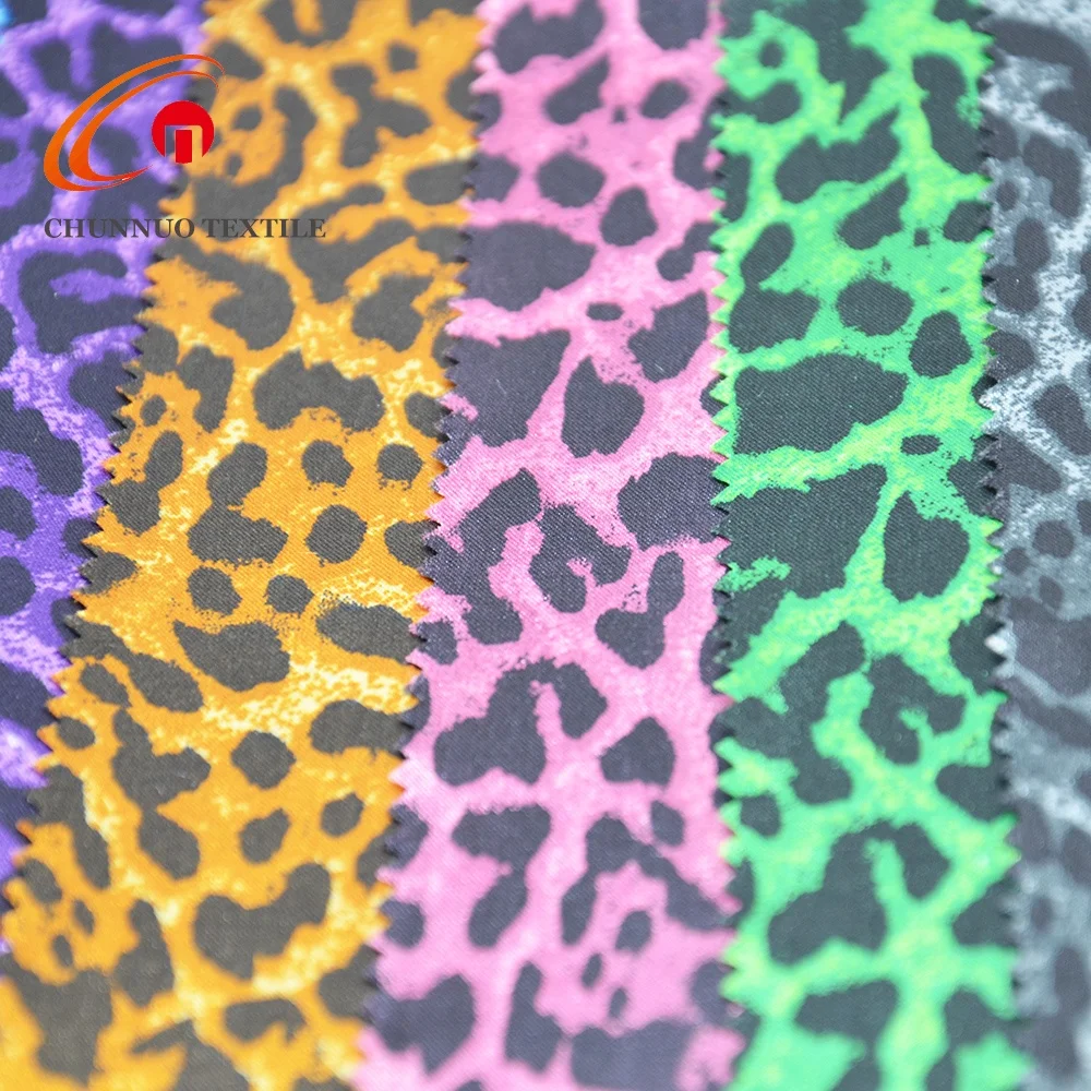 Chunnuo Textile Brown Leopard Printed 100% Polyester Satin Fabric