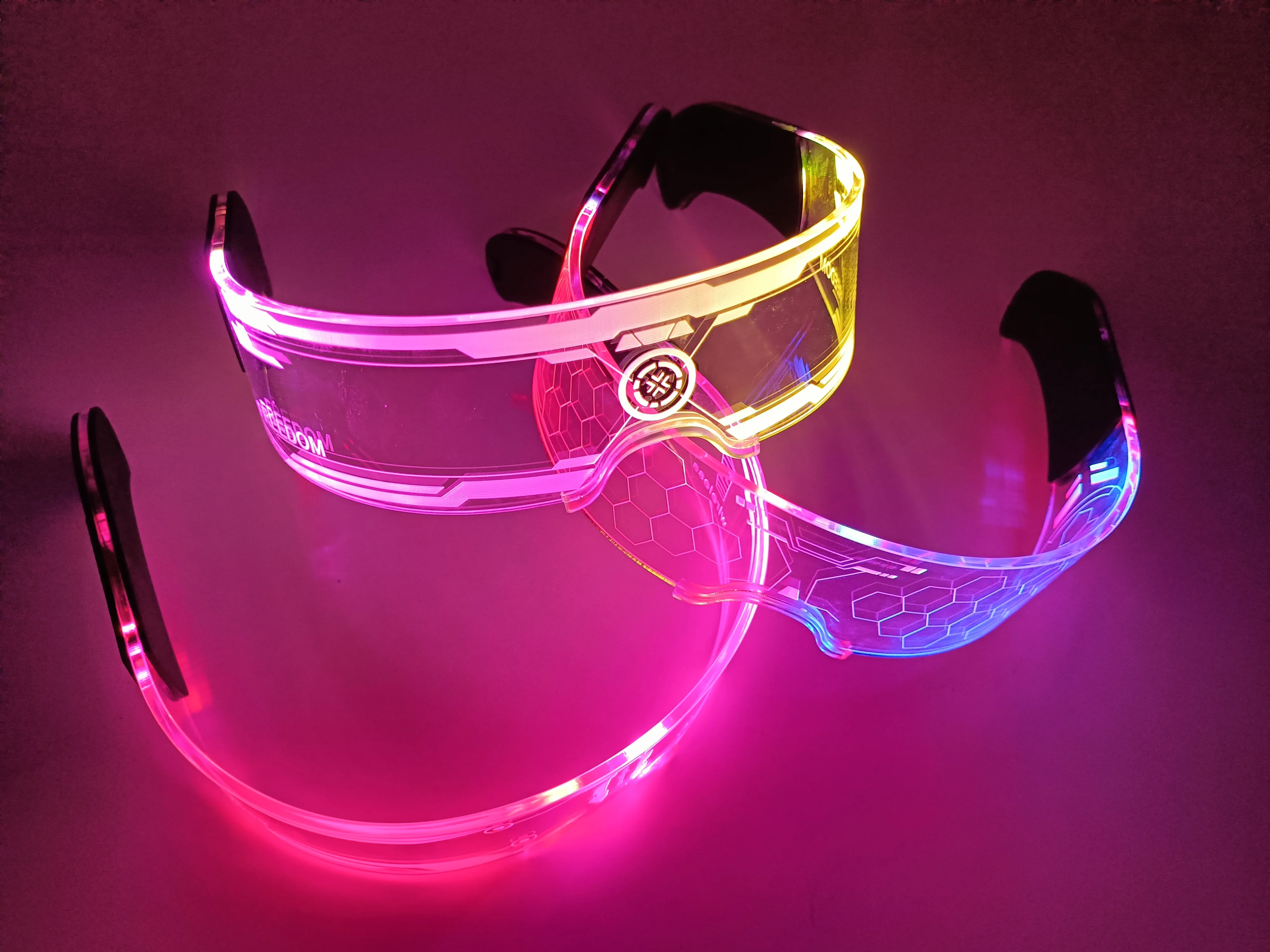 Led Glasses Light Up  Led Visor Glasses 7 colors and 5 modes Luminous Glasses for Halloween Cosplay Party Bar