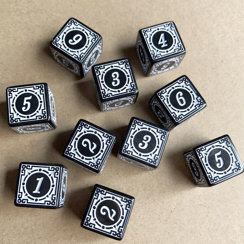 D6 New Pattern Custom Dice 16MM Acrylic Number Right Angle Dice Game Antique Pattern Board Game