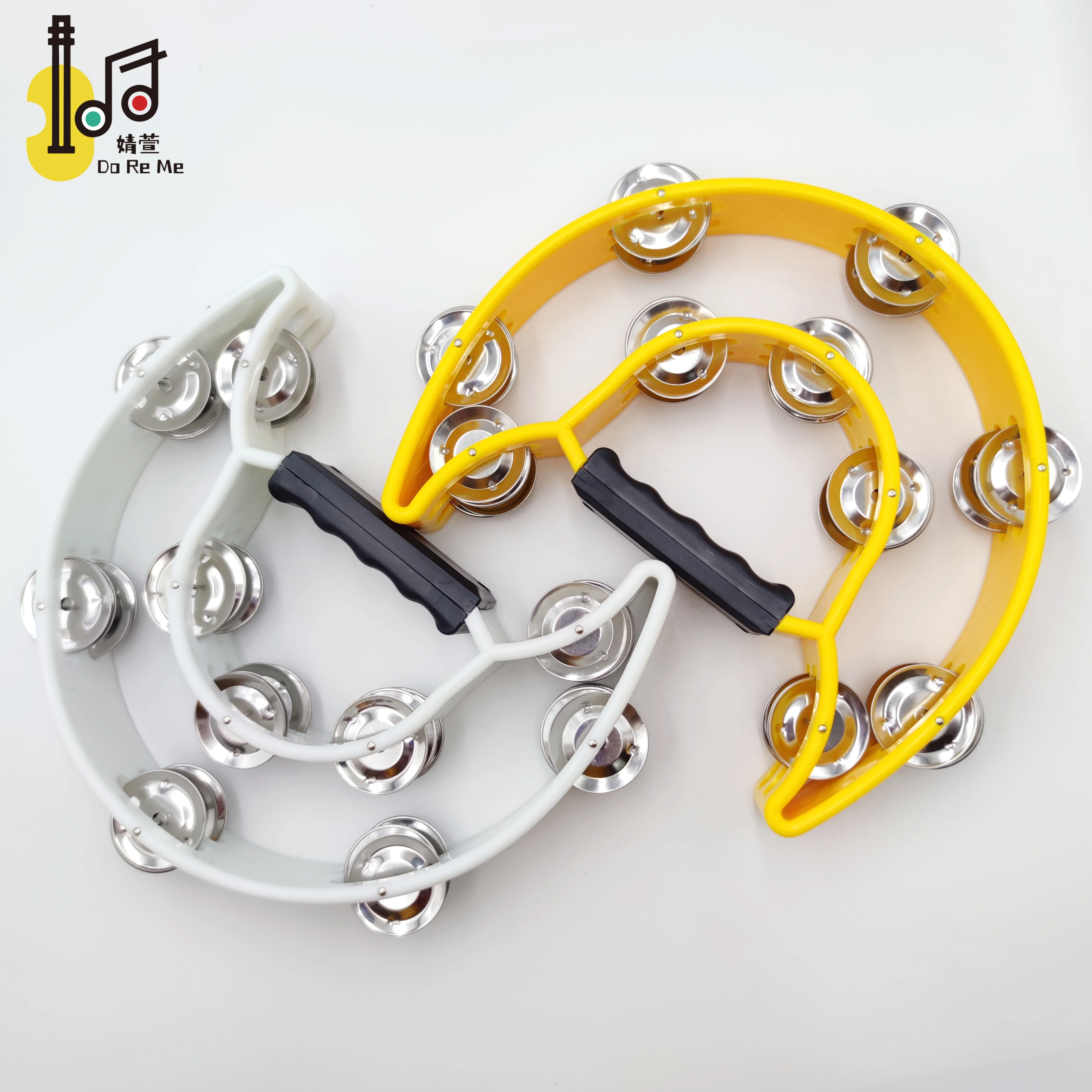 Top Sale White Color Two Power Plastic Tambourine Hand Bell