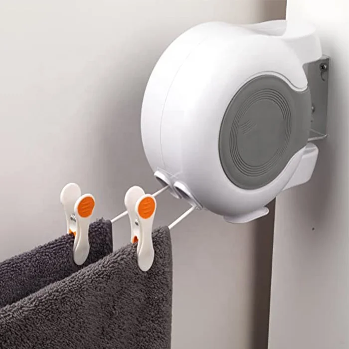 Retractable washing line double Two clothes Line Dryer Wall mount Indoor Outdoor 15mx2 Bathroom Laundry Garden Travel space save