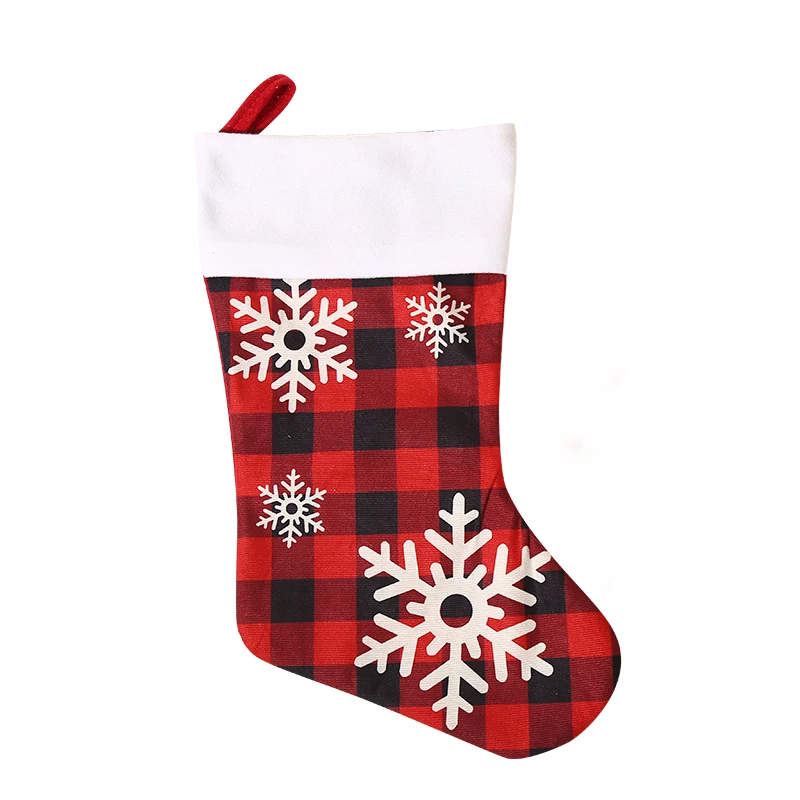 YIWU Shuangyun Supplies christmas stocking snowflake grid candy gift bag Christmas decorative socks