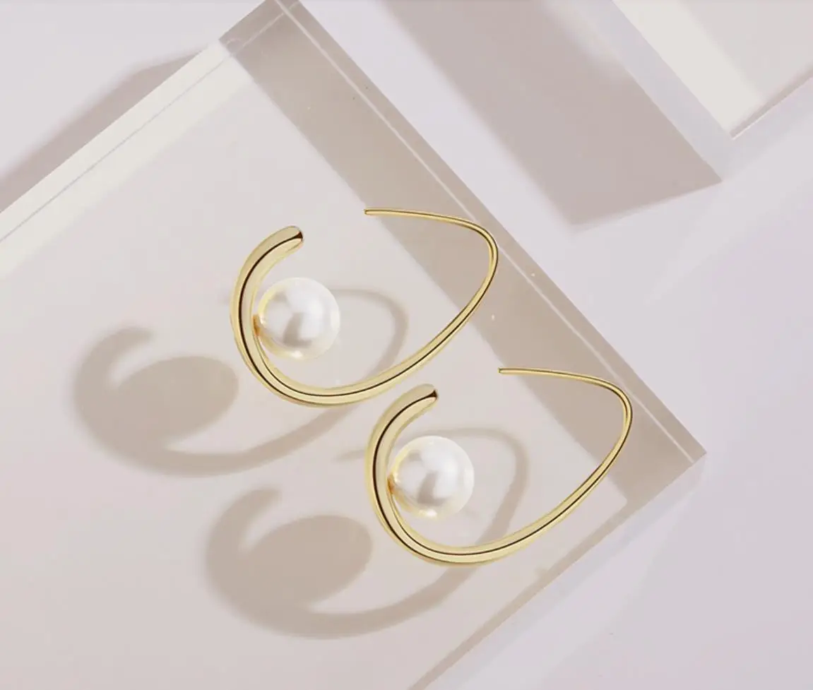 Lead free nickle free hypoallergenic fashion earrings 18k gold plated gold filled jewelry women pearl earrings