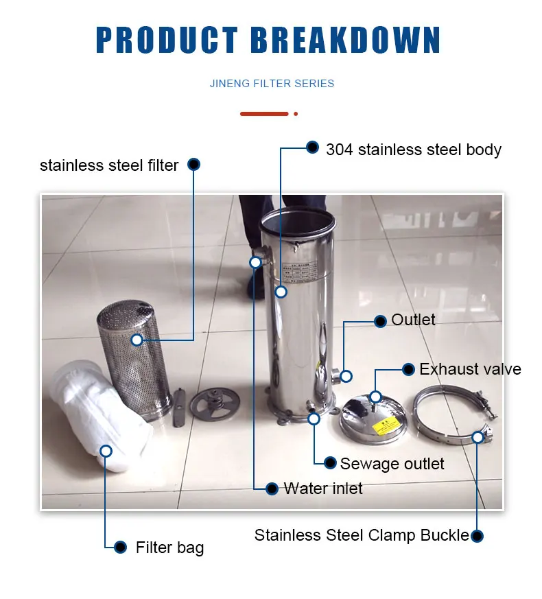 ss304 Stainless Steel Bag Filter Housing for water treatment 