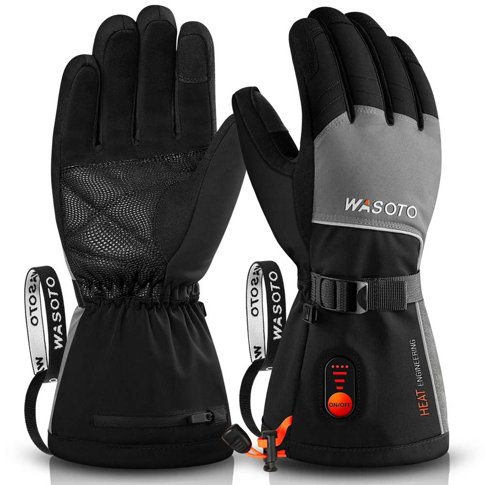 Wasoto Winter Outdoor Thermal Warm Heating Gloves 7.4V Lithium USB Rechargeable Battery Heated Ski Gloves for Men and Women