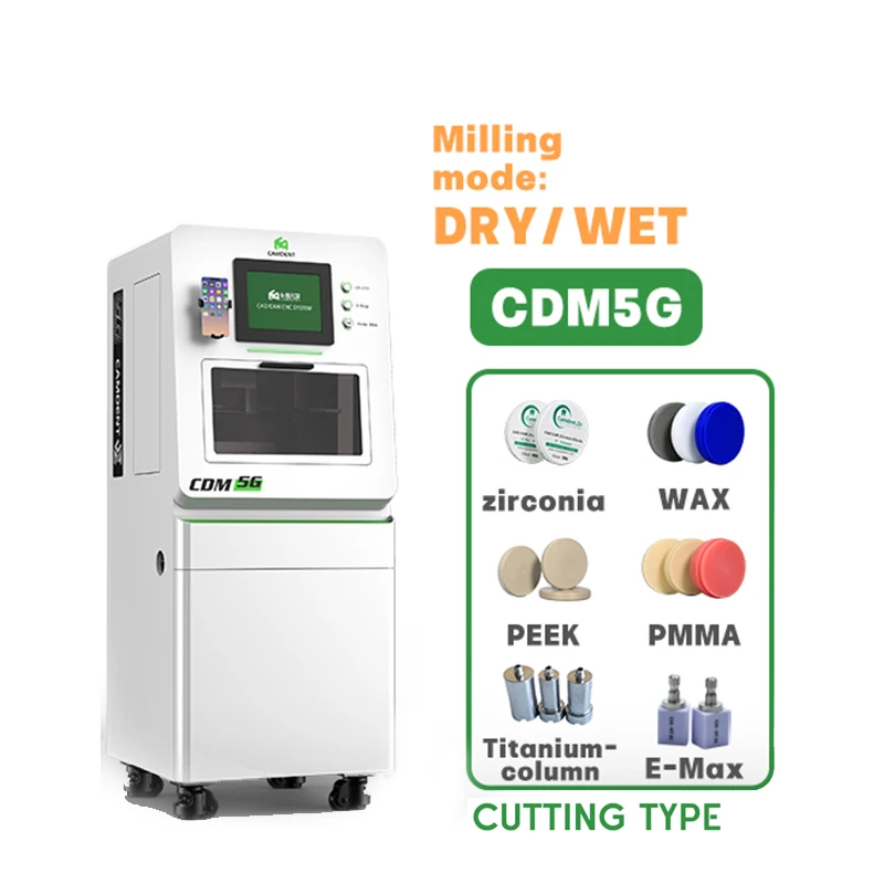 Best Cad Cam Dental wet and dry Milling Machine Camdent CDM5G for lithium dcilicate,glass ceramic,zirconia