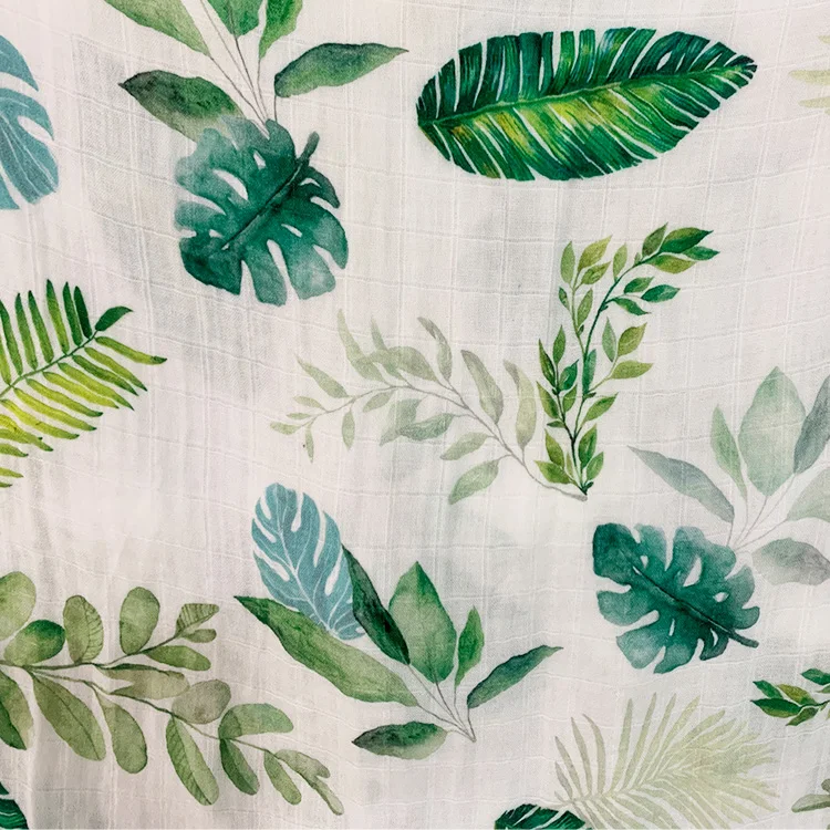 Hot Soft Breathful Organic Muslin Square Bamboo Fabric  30% Cotton 70% Bamboo Fabric By Meter For Newborn Baby