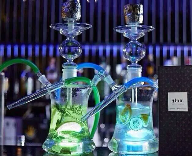 All glass material 57CM Shisha Glass Hookah Classic Russian Style With Led Light
