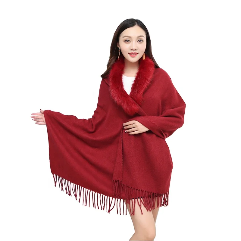 
Fashion Women Autumn Winter Thick Shawl Faux Fur Cashmere Pashmina Scarves Solid Wedding Shawls 