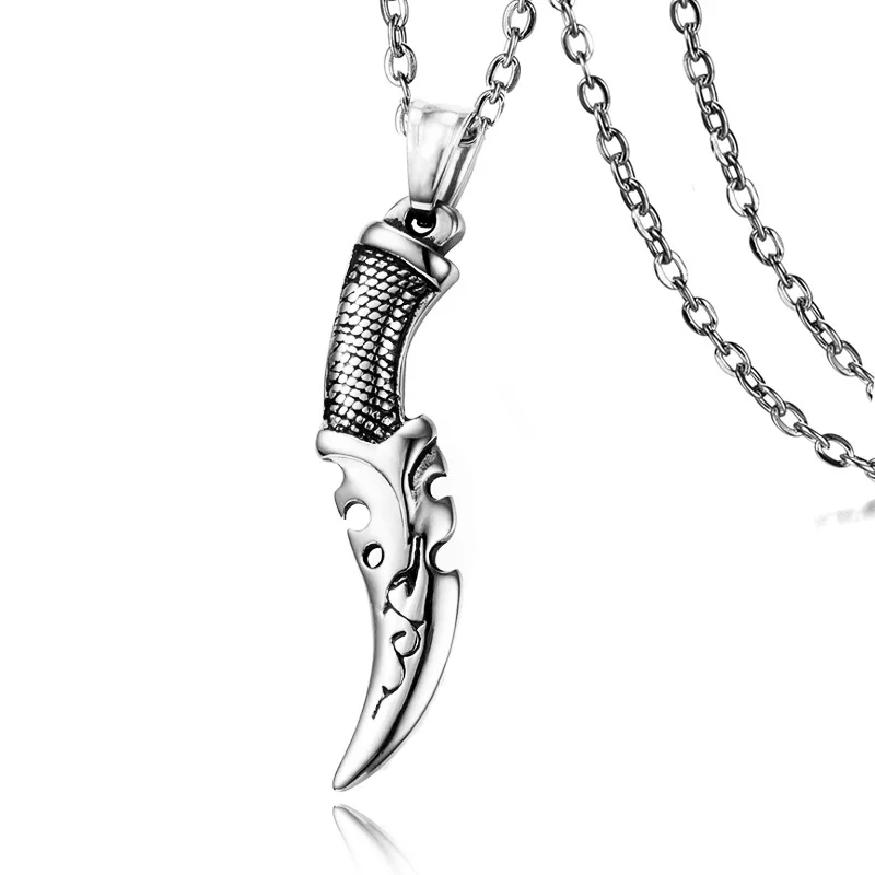 quality hiphop man Wholesale Cool Cold weapon Vintage Knife Dagger Axe Fashion Jewelry stainless steel Pendant necklace for men